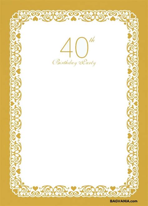 40th Birthday Invitation Templates Free Printable - FREE PRINTABLE ...