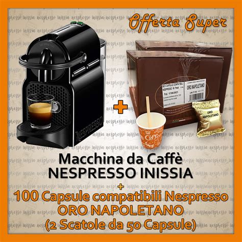 Macchina Da Caffe Nespresso Inissia Nera Capsule Oro Napoletano