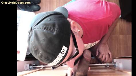 Gloryhole Gay Sucks Big Hard Dick While Stroking It
