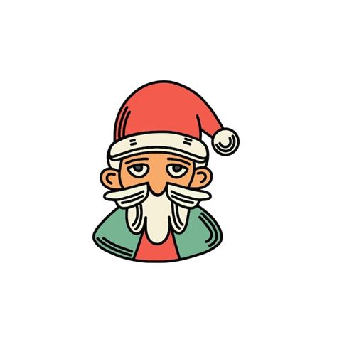 Un dibujo de un papá noel con barba y bigote Vector Premium