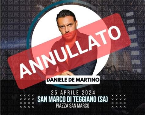 Annullato concerto di Daniele De Martino testi per la criminalità