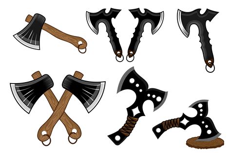 Set Of Throwing Axe Vector Illustration Graphic By Graphicyes