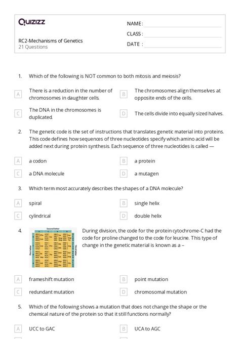 50 Genetic Mutation Worksheets For 9th Class On Quizizz Free And Printable