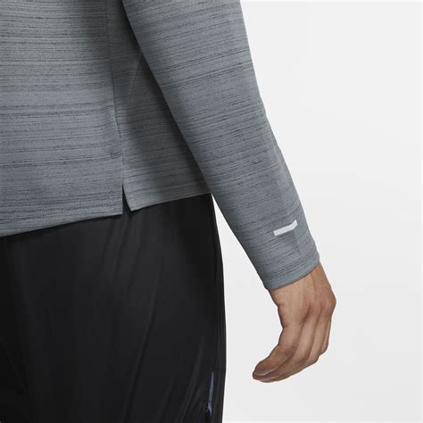 Nike Mens Miler Long Sleeve Top Smoke Grey Reflective Silver