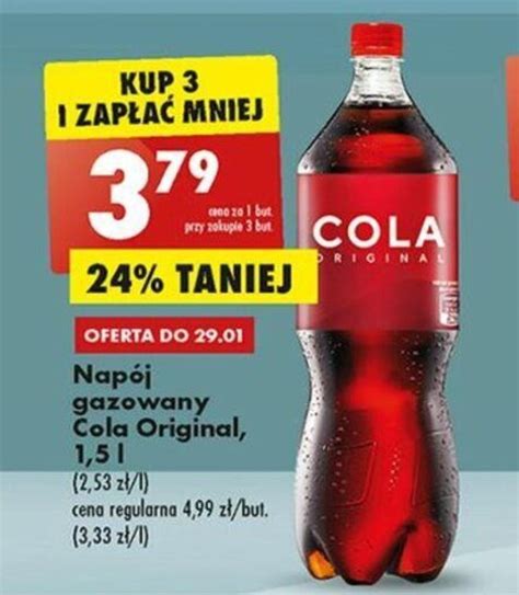 Promocja Cola Orginal Napój gazowany 1 5 l Biedronka