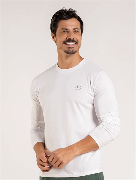 Camiseta Manga Longa Masculina Branca