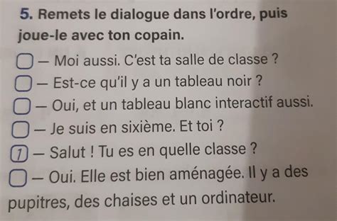 Remets Le Dialogue Dans L Ordre Puis Joue Le Avec Ton Copain Brainly Ro