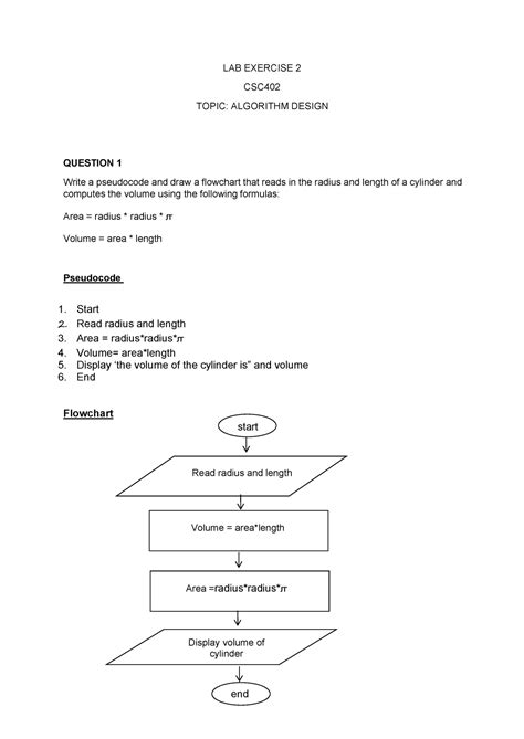 Flowchart Pseudocode Exercises With Solutions