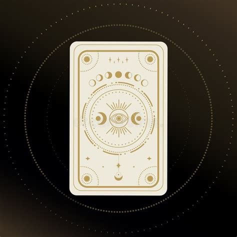 Gold And White Tarot Card With A Magical Eye Moon And Crescent