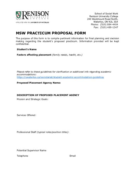 Fillable Online Msw Practicum Proposal Form Fax Email Print Pdffiller