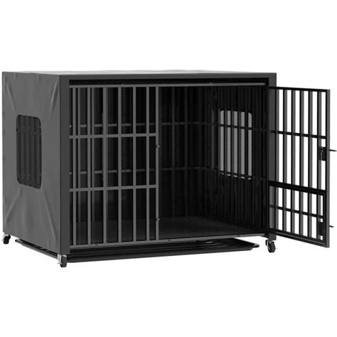 Cage pour Chien Grande Taille Métal 95x81x57cm Caisse de Transport sur