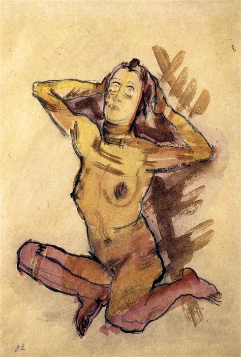 Female nude seated on the ground Оскар Кокошка