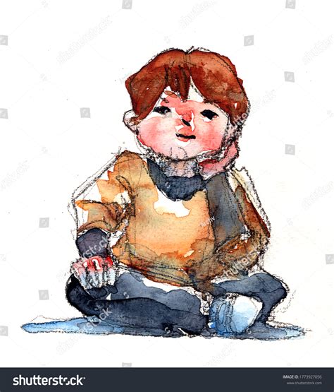 Watercolor Sketched Cute Boy Hand Drawn Stock Illustration 1773927056 | Shutterstock