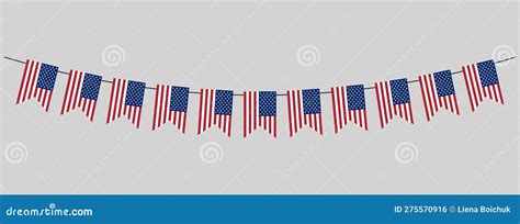 USA Festive Bunting Flags in US Traditional Colors, 4th of July, American Holidays Vector Banner ...