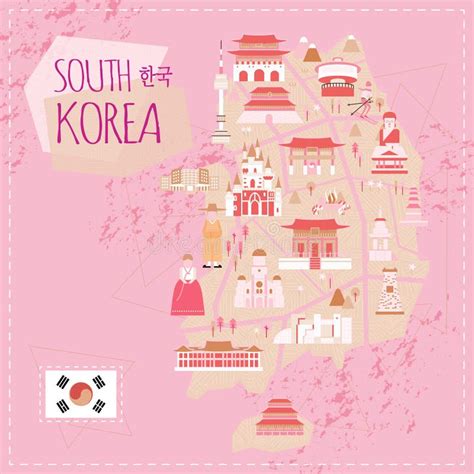 Mapa Del Viaje De La Corea Del Sur Ilustración del Vector Ilustración