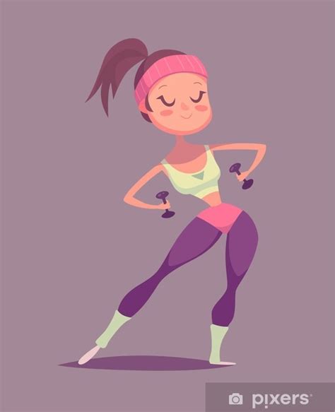 Wall Mural Fitness Girl Cartoon Character Isolated Vector Illustration