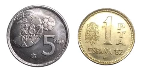 Monedas España 5 Y 1 Peseta Mundial Futbol 82 Nuevas 2 Pzs Meses sin