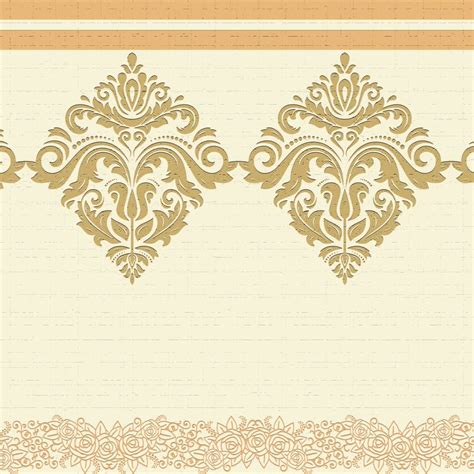 Peel and Stick Wallpaper Border - Abstract Tan Beige Damask Wall Border Retro Design, 15 ft x 7 ...