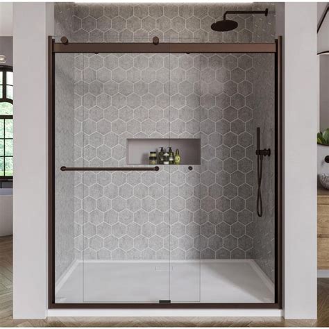 Basco Rotolo 60 In X 70 In Semi Frameless Sliding Shower Door In Oil Rubbed Bronze With Handle