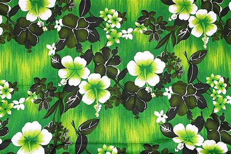 Hawaiian Fabric Vintage Textile Tropical Print Etsy Hawaiian Fabric