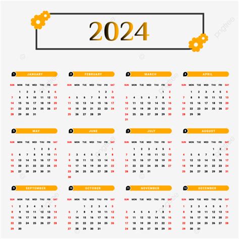 2024年黑黃幾何設計年曆 向量 日曆 2024年日历 年曆向量圖案素材免費下載，png，eps和ai素材下載 Pngtree