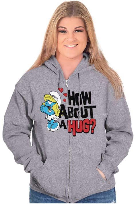 Smurfs Cute Smurfette How About A Hug Zip Hoodie Sweatshirt Women