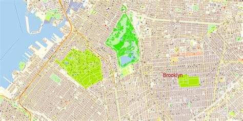 Brooklyn New York PDF Map Vector Exact City Plan extra detailed Street Map editable Adobe PDF in ...