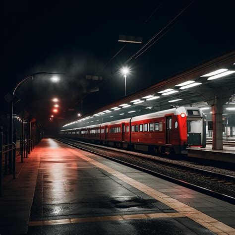 Premium Photo | Train in a station at night