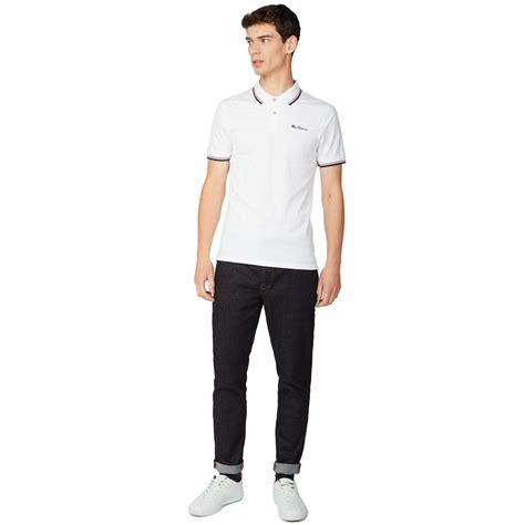 Ben Sherman Mod Tipped Signature Polo Top In White