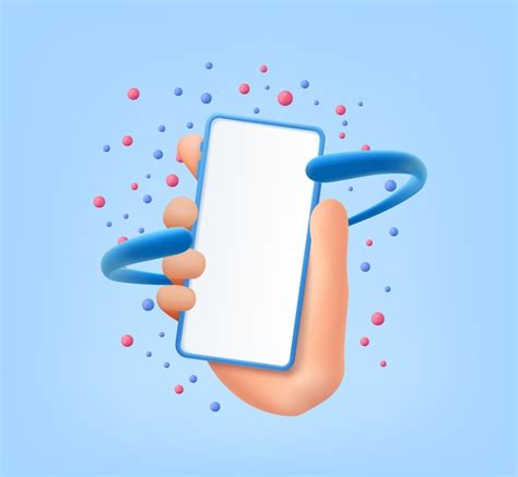 3d Cartoon Hand Mit Telefon Premium Vektor