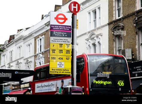 Bus Stop sign, London, England, UK Stock Photo - Alamy