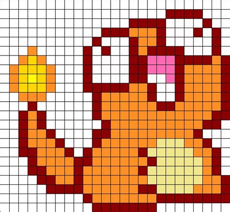 Charmander Pixel Art Grid