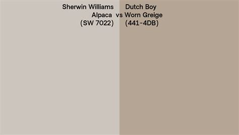 Sherwin Williams Alpaca SW 7022 Vs Dutch Boy Worn Greige 441 4DB