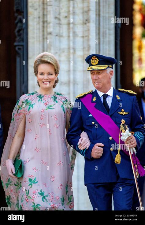 Brussel Belgien 21st July 2021 King Filip And Queen Mathilde Of