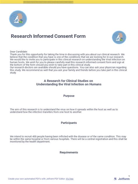 Research Informed Consent Form Pdf Informed Consent Infection