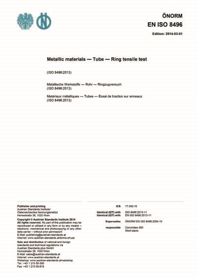 Onorm En Iso Metallic Materials Tube Ring Tensile Test