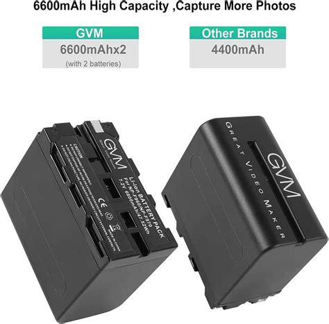 Gvm Np F Mah Batteries With Dual Usb Charger And V Mount Adapter