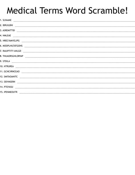 Medical Terminology Word Search Wordmint