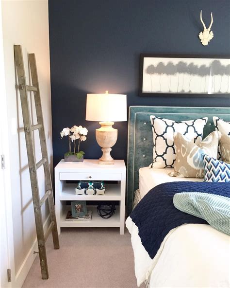 Dark Navy Blue Accent Wall Bedroom