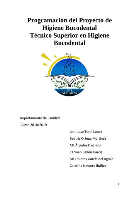 PDF Programación del Proyecto de Higiene Bucodental Técnico La