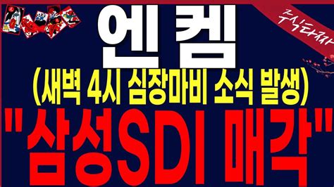 엔켐 주가분석 새벽4시 긴급 적대관계 Sdi 드디어 어쩐지 이상했습니다 엔켐 엔켐주가전망 엔켐주식