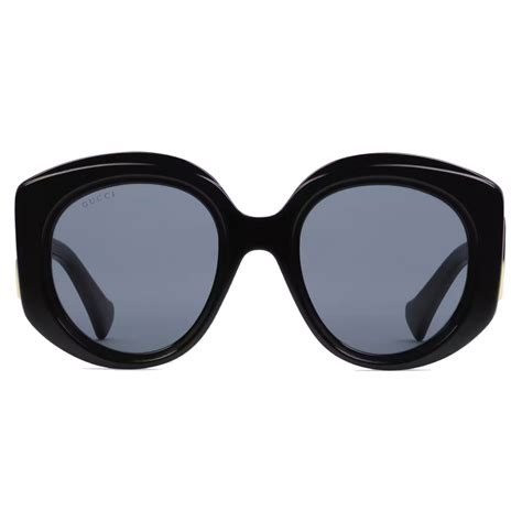 Gucci Oversized Round Sunglasses Black Grey Gucci Eyewear Avvenice