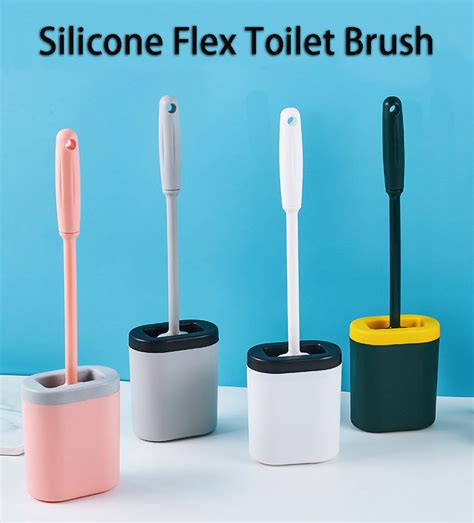 Factory Customize Soft Silicone Bathroom Toilet Brush Set With Flex