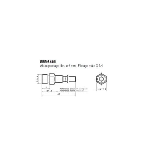 METR ABOUT Dia 6 STAUBLI Pour Tuyau Filetage Femelle G1 4 RBE06 6101