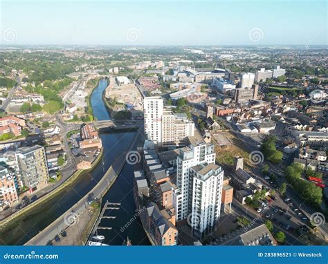 Aerial View of Ipswich Marina and Waterfront Stock Image - Image of ...