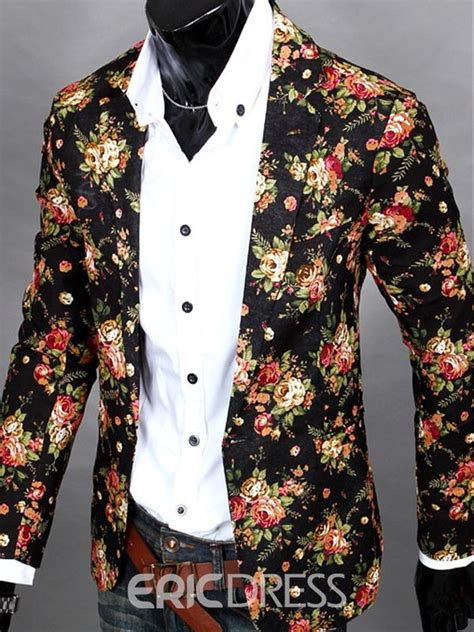 Ericdress Notched Lapel Floral Print Vogue Casual Mens Blazer Mens Floral Blazer Blazers For