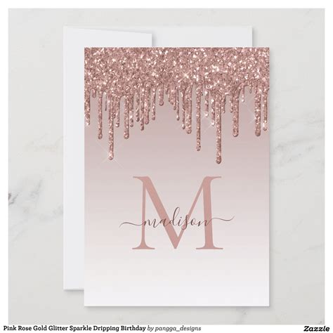 Pink Rose Gold Glitter Sparkle Dripping Birthday Invitation Zazzle