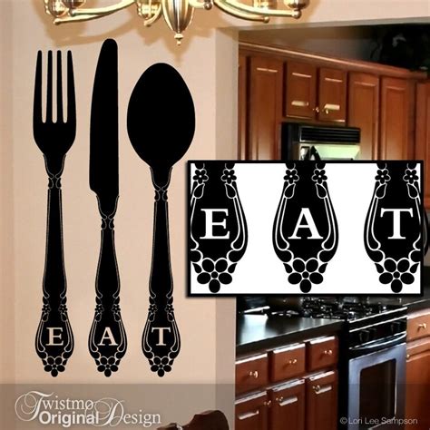 Eat Kitchen Wall Decor Vinyl Wall Decal Large Fork And By Twistmo