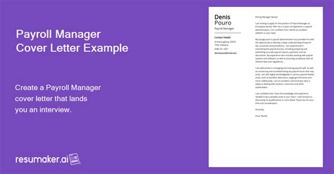 Payroll Manager Cover Letter Examples Template Tips