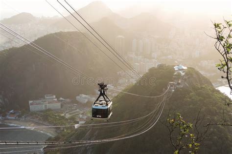 Cable Car Sugarloaf in Rio De Janeiro at Sunset Stock Image - Image of sunset, riodejaneiro ...